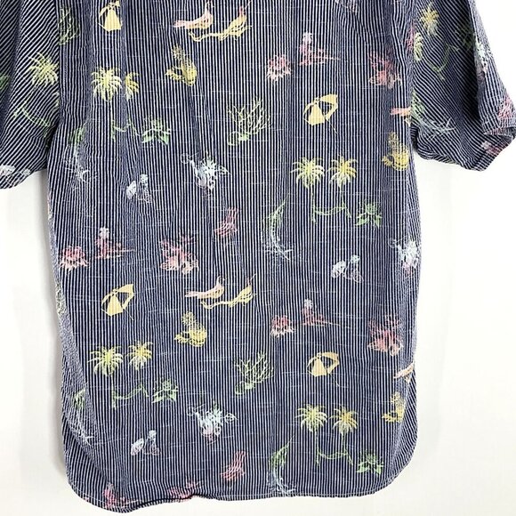 Tommy Bahama Shirt Men M Cotton Button Down‎ Striped Print Travel Vacation - Picture 8 of 13